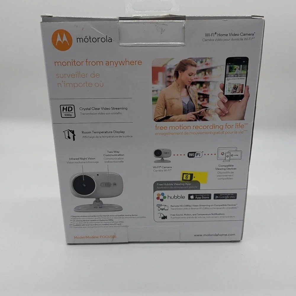 Motorola FOCUS86 Wi-fi HD Home Security Video Camera Digital Zoom Hubble